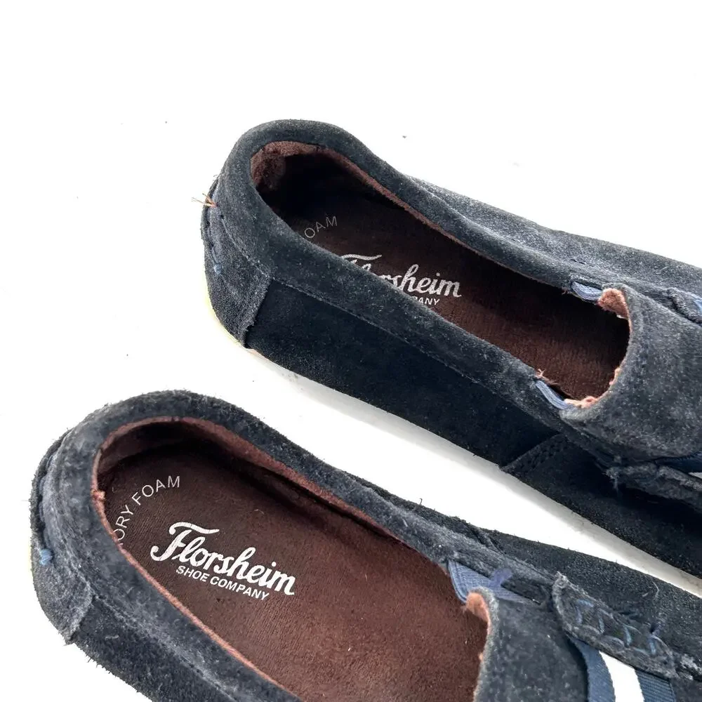 Florsheim Kids Boys Suede Loafers 4 Navy Blue Dress Shoes